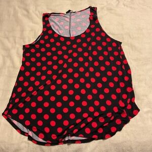 Stella Rose Tank Top Womens 2X Black Red Polka Dot Tunic Stretch Plus Size